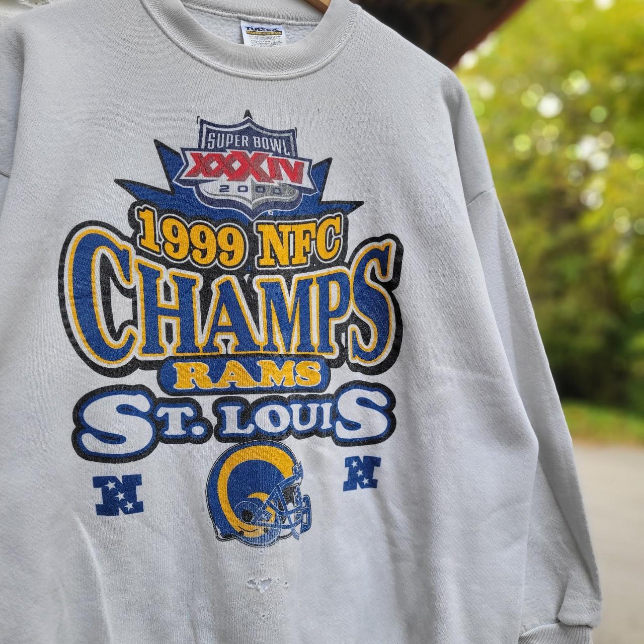 Vintage 90s St Louis Rams NFC Champions sweatshirt.