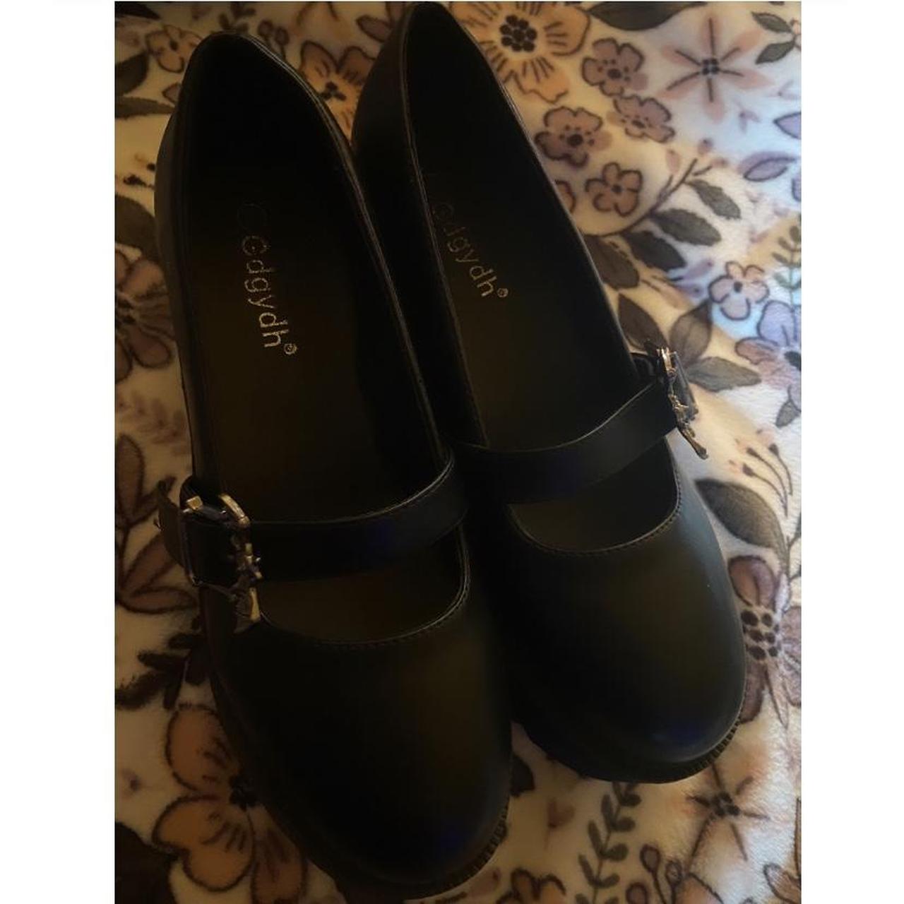 cute mary jane shoes with bat buckles!! grunge... Depop