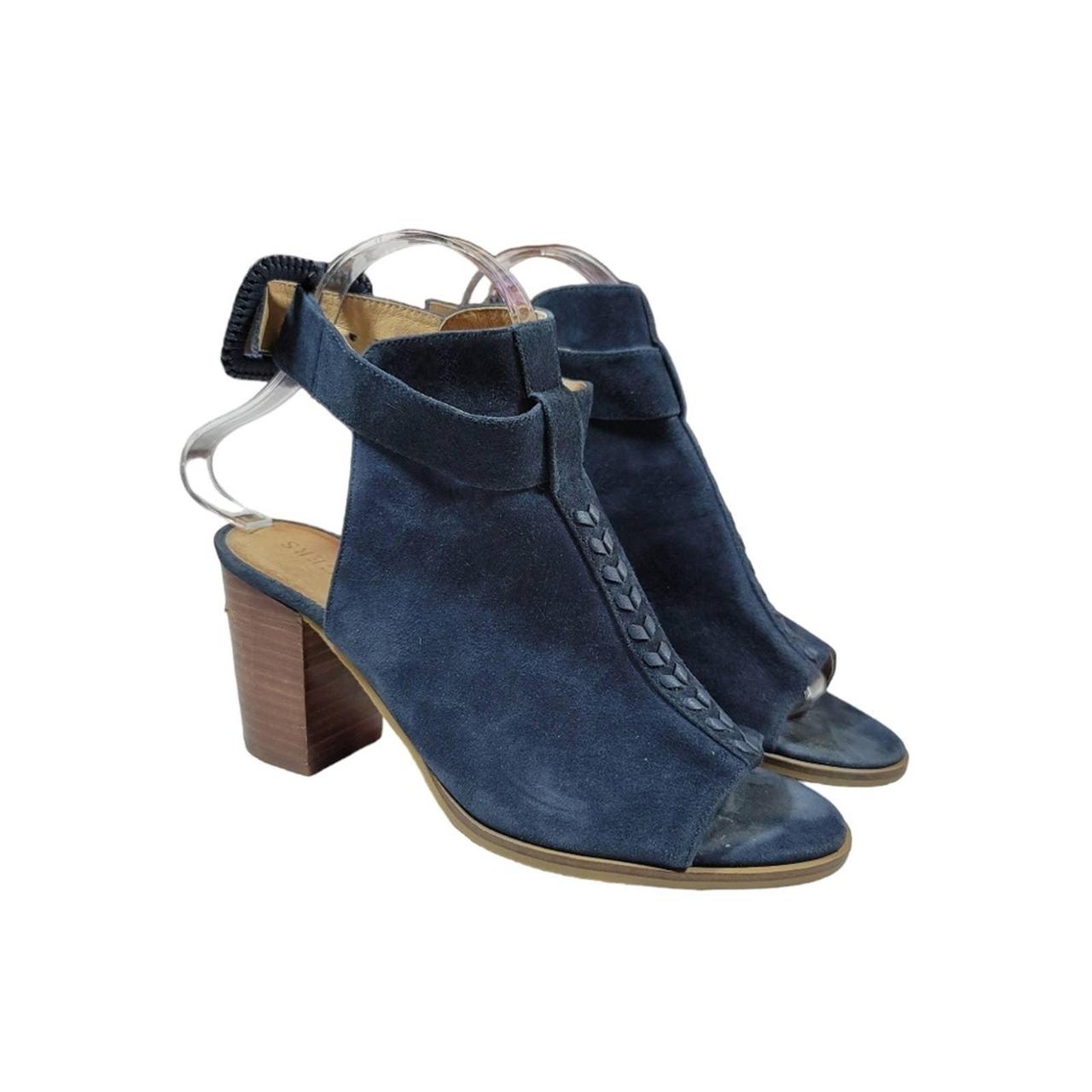 Jack Roger s suede leather navy blue peep toe