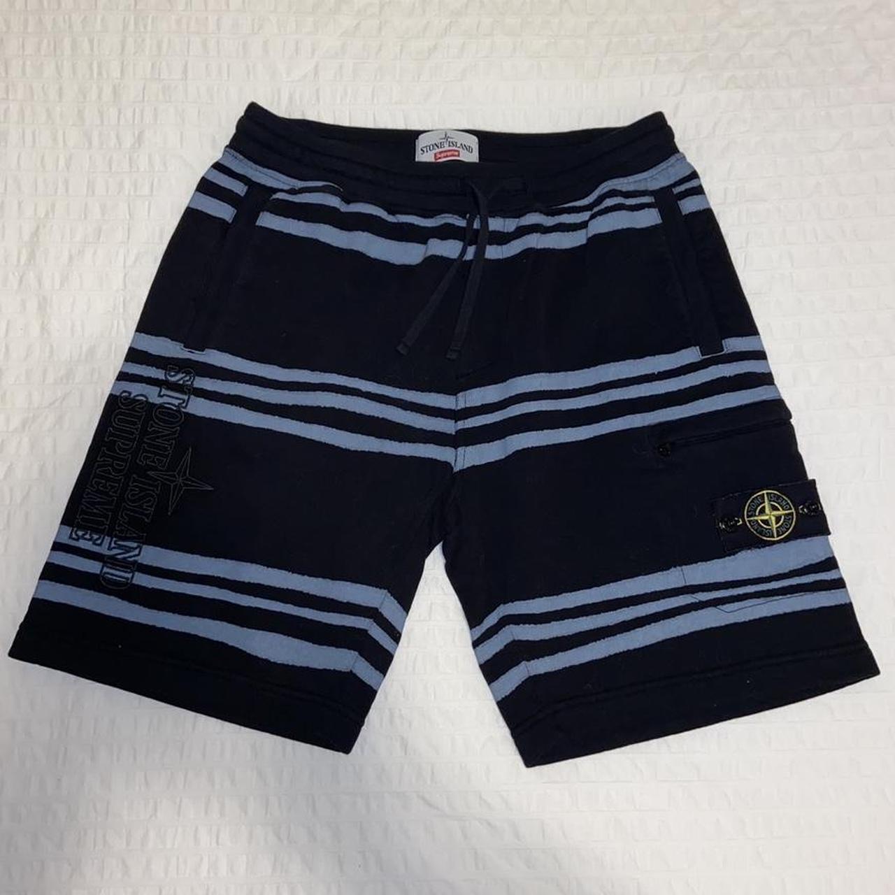 Supreme × stone island warp stripe sweatshort shorts