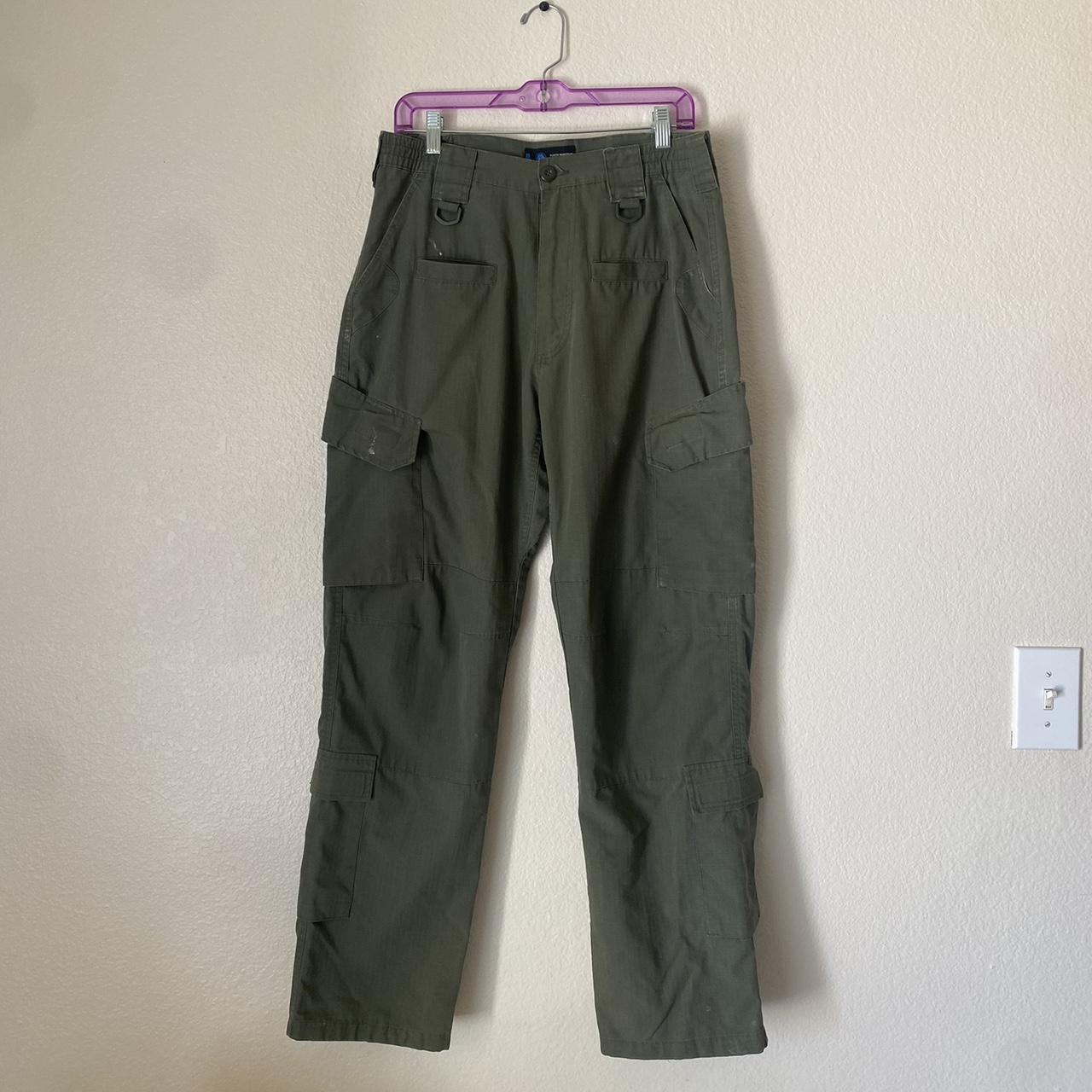 nice worn in army green LA police tactical pants.... - Depop