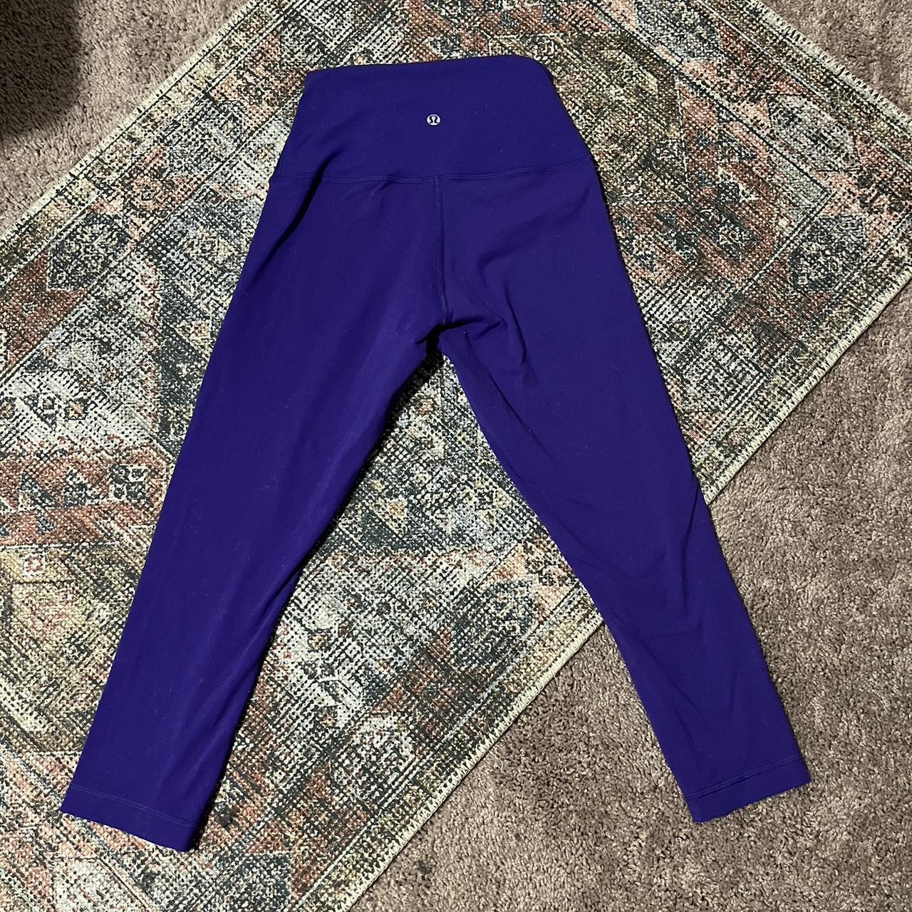 Lululemon cropped highrise purple yoga pants sized... - Depop