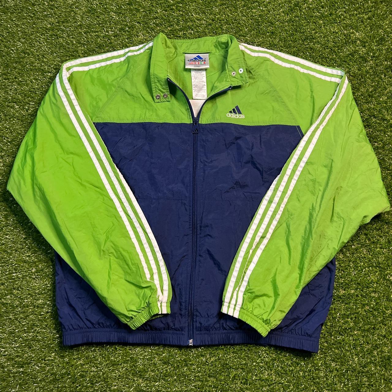 Adidas Men's Green and Navy Jacket | Depop