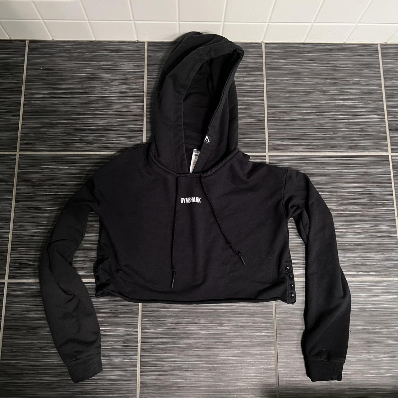 Black gymshark-cropped-hoodie - Depop