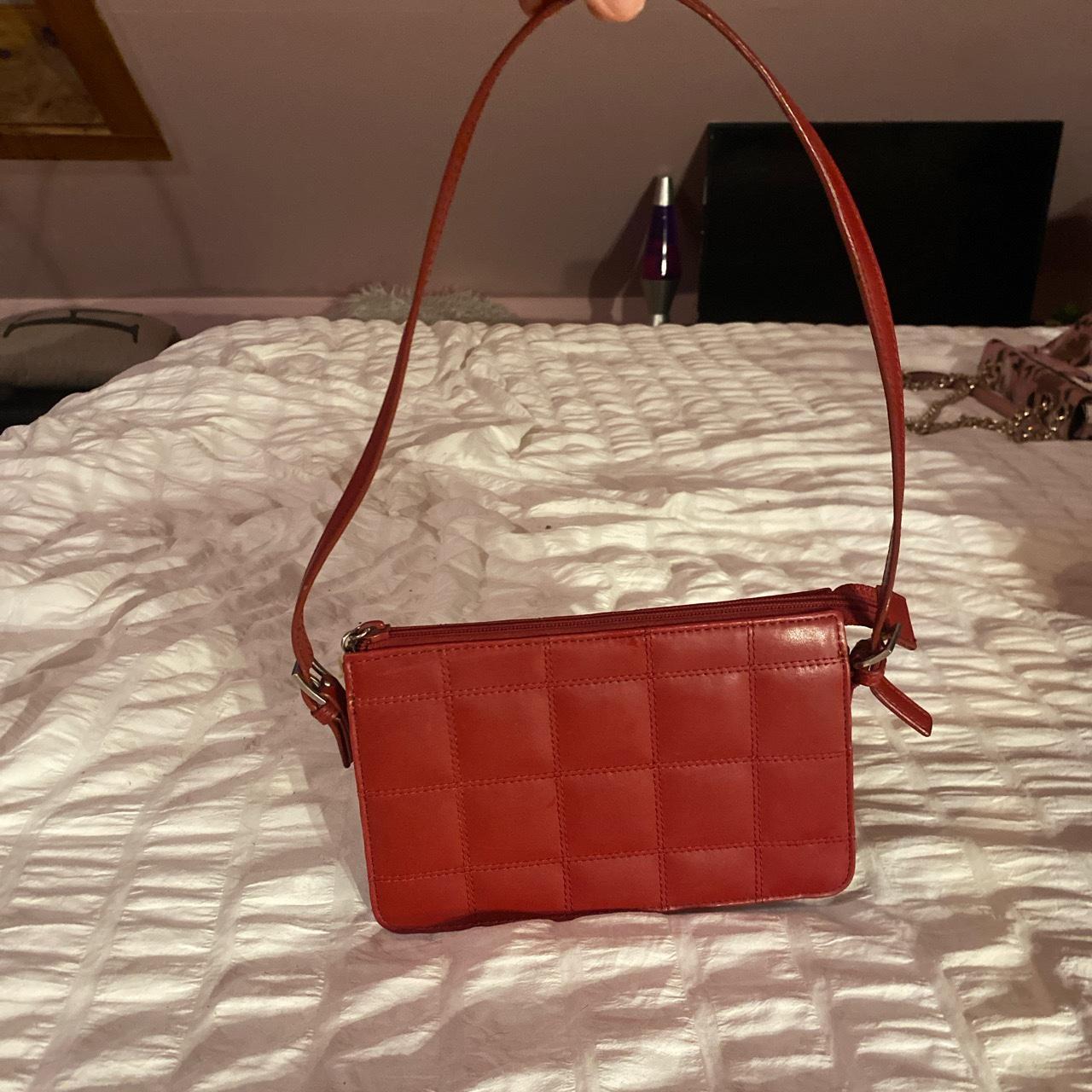 Red quilted vintage shoulder bag. Strap is Depop