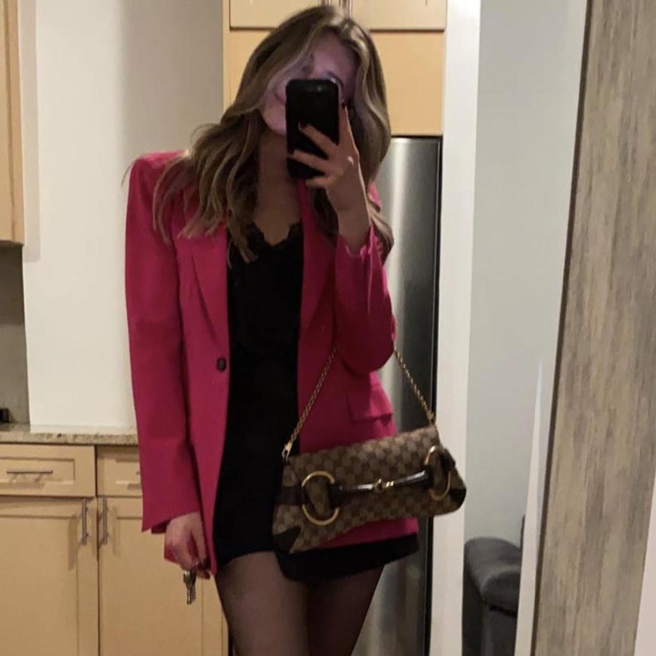 Hot Pink Zara Blazer- perfect condition - oversized - Depop