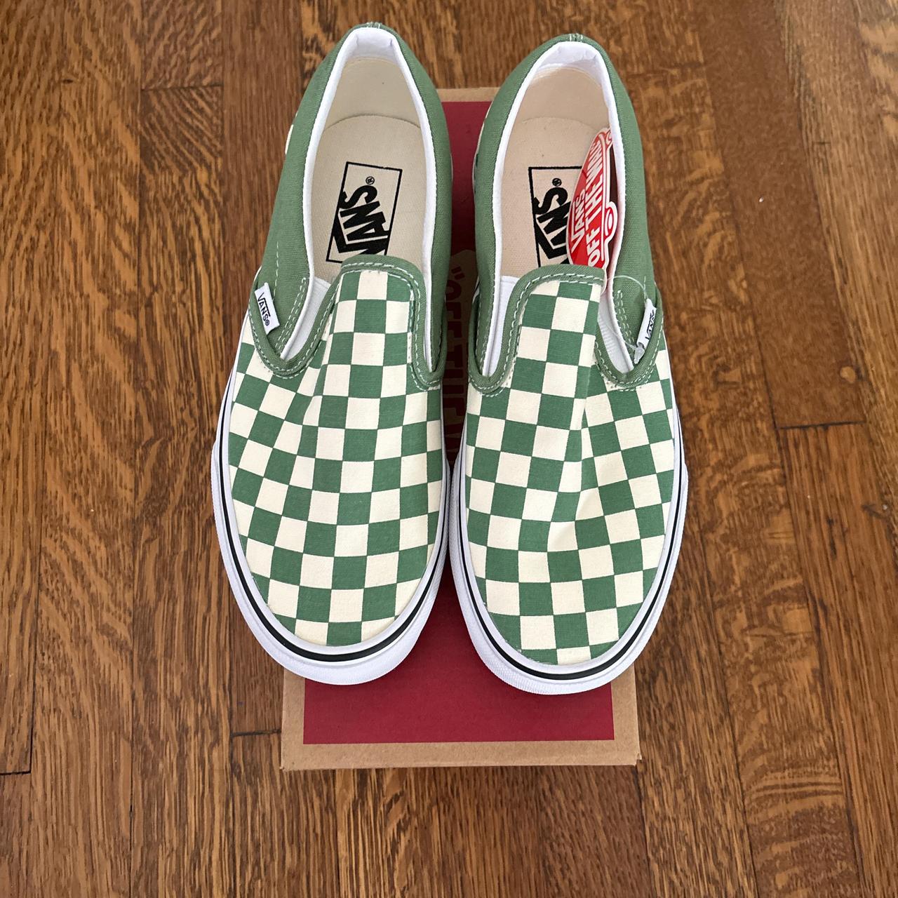 Vans slip on checkerboard green hotsell
