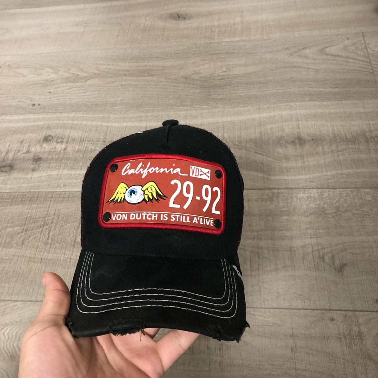 Von Dutch Men's Red and Black Hat (2)