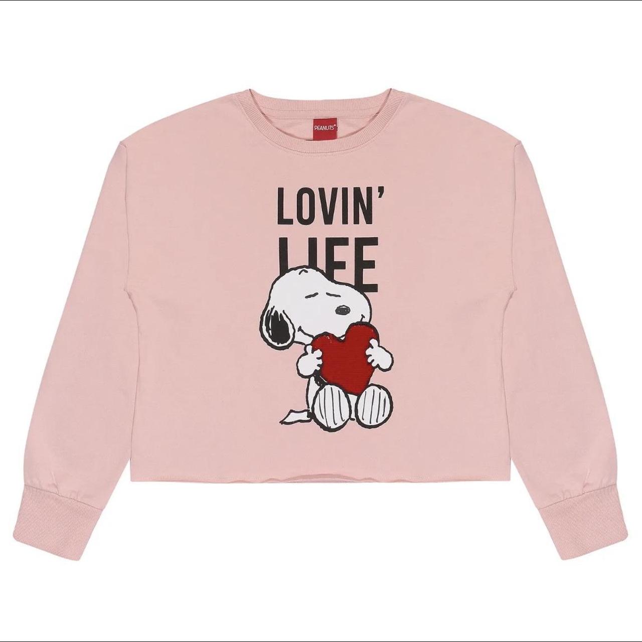 Official Peanuts Snoopy Lovin Life Womens Cropped... - Depop