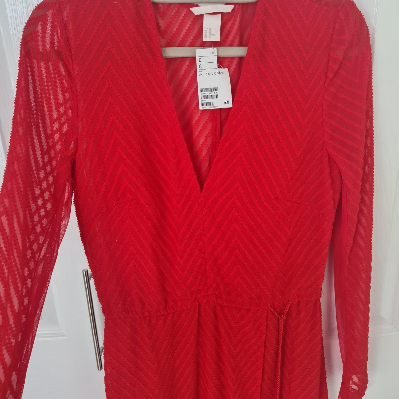 Size 14 h&m dress red colour Wrap style top... Depop
