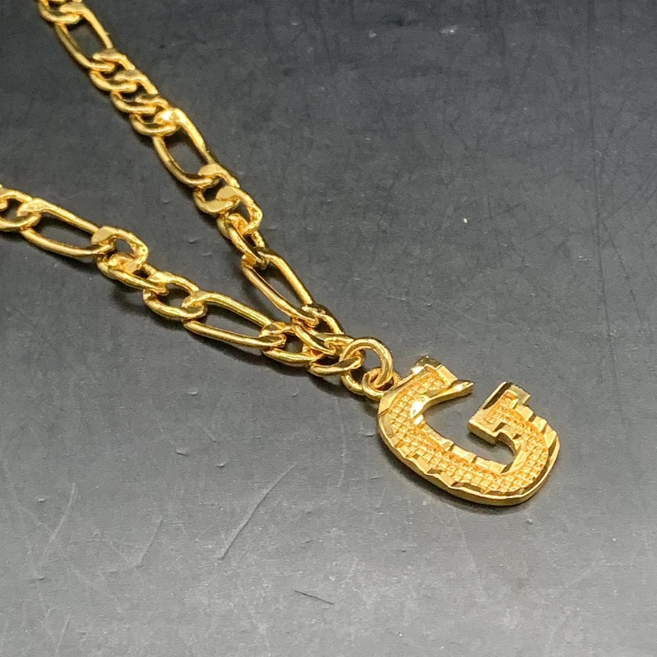 Initial Letter G Necklace pendant Charm 18ct Gold... Depop
