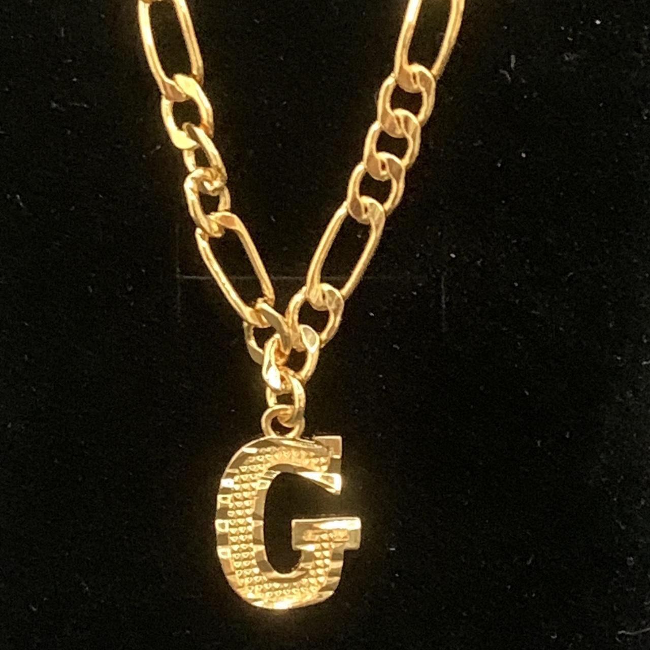 Initial Letter G Necklace pendant Charm 18ct Gold... Depop