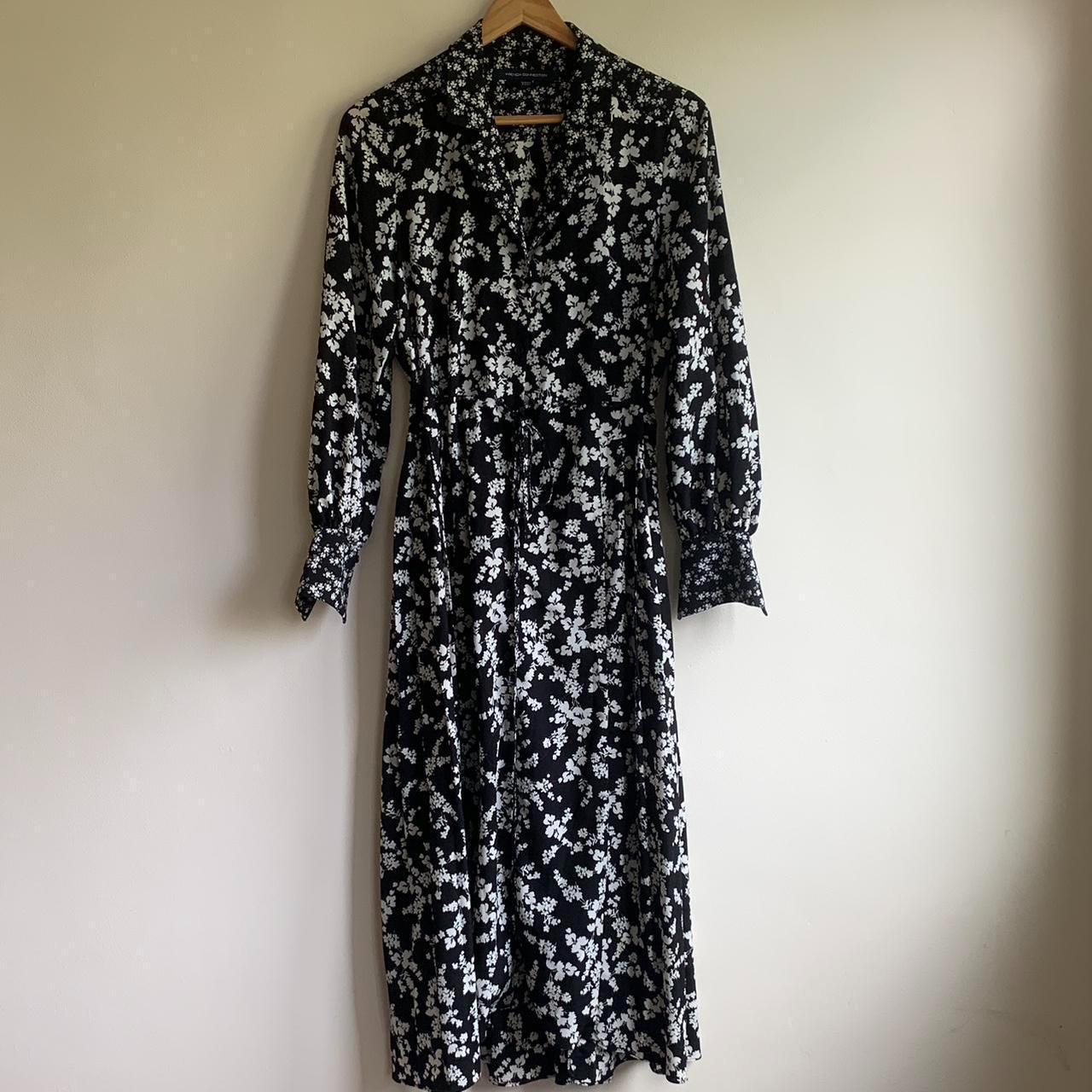 French Connection Women's Black and White Dress | Depop