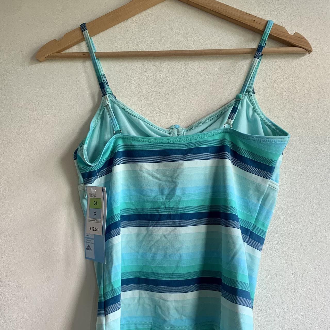 Underwired stripe tankini bikini top Marks & Spencer... Depop