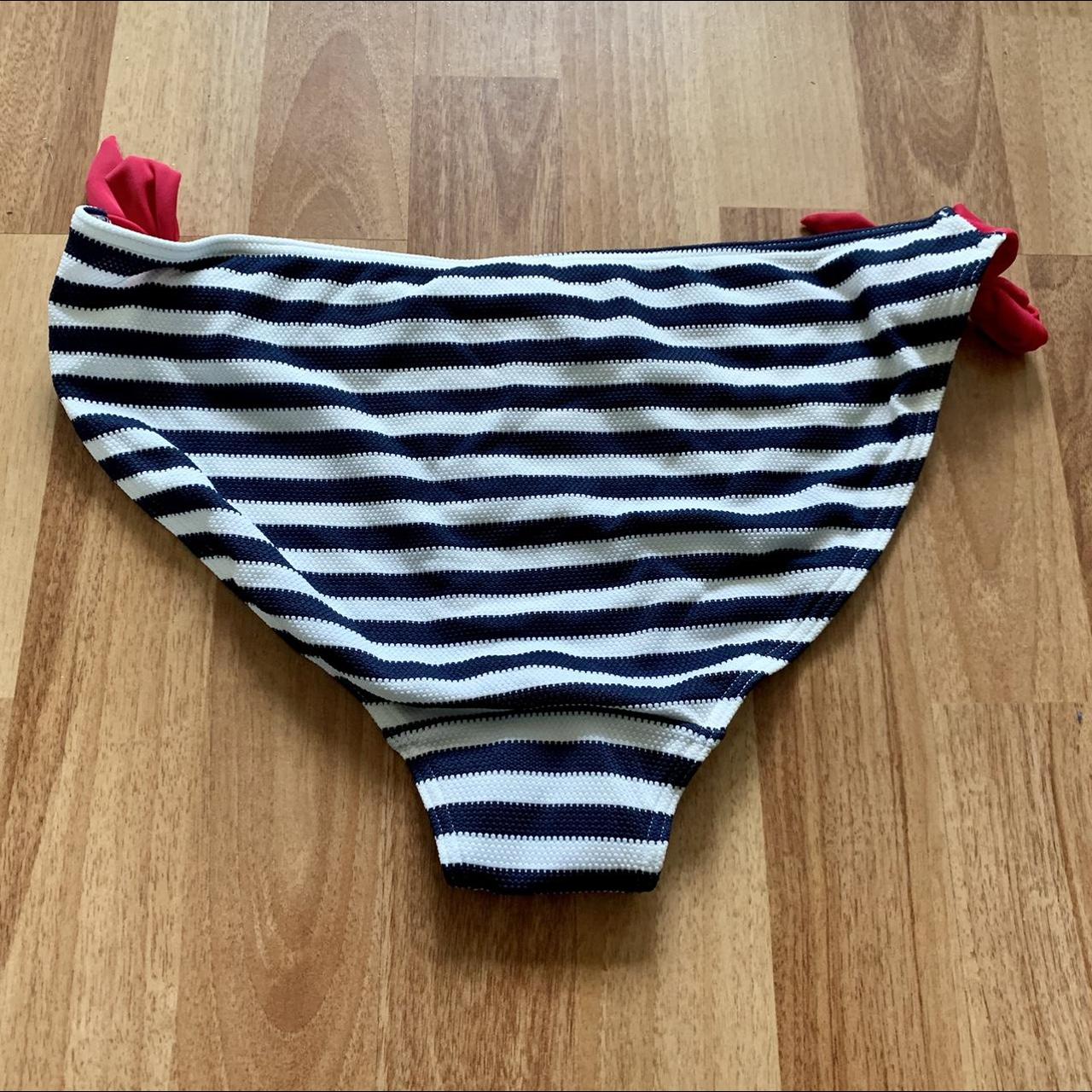 Stripe Hipster Bikini Bottoms Fat Face Navy White... - Depop