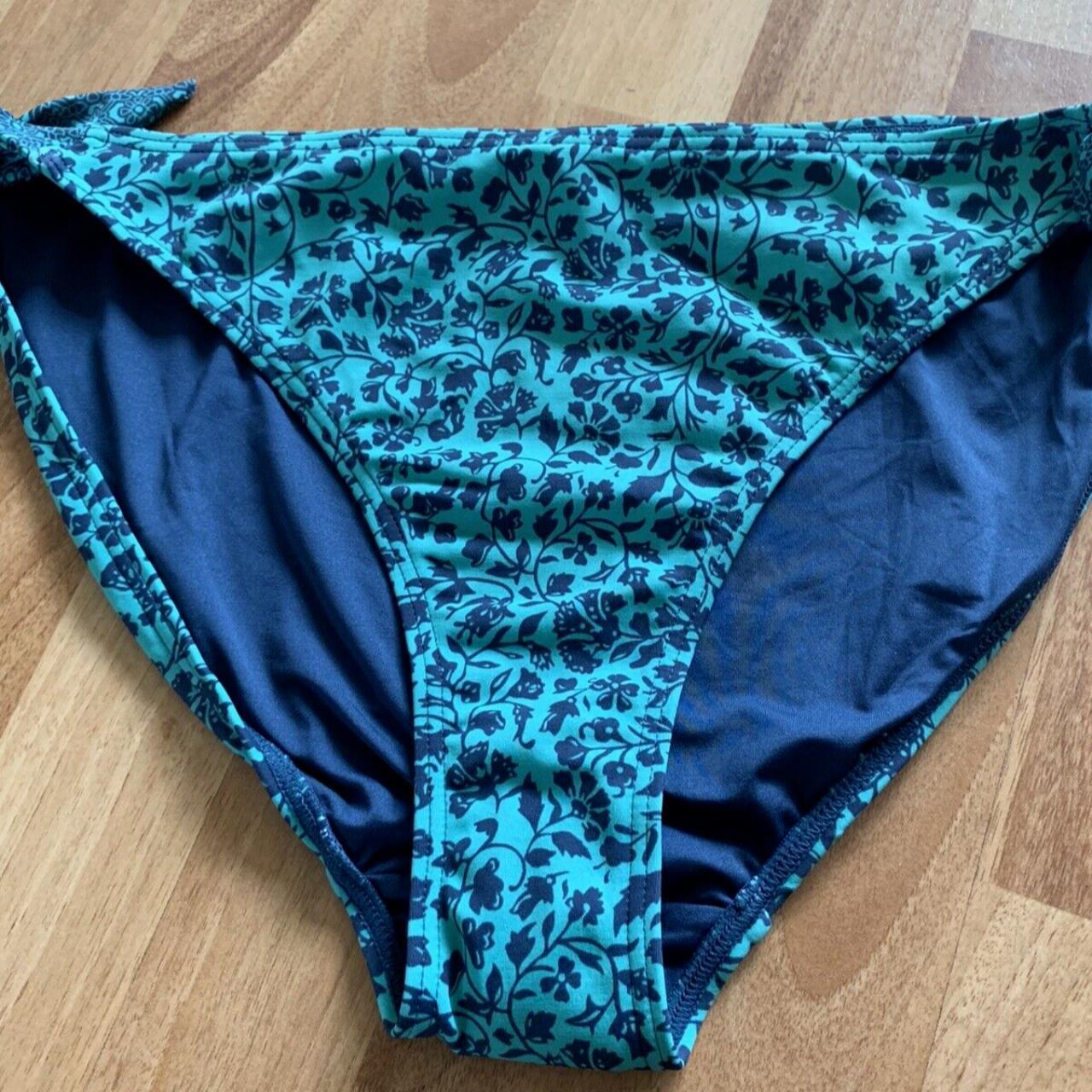 Floral wide Tie side Bikini Bottoms Fat Face Green... - Depop