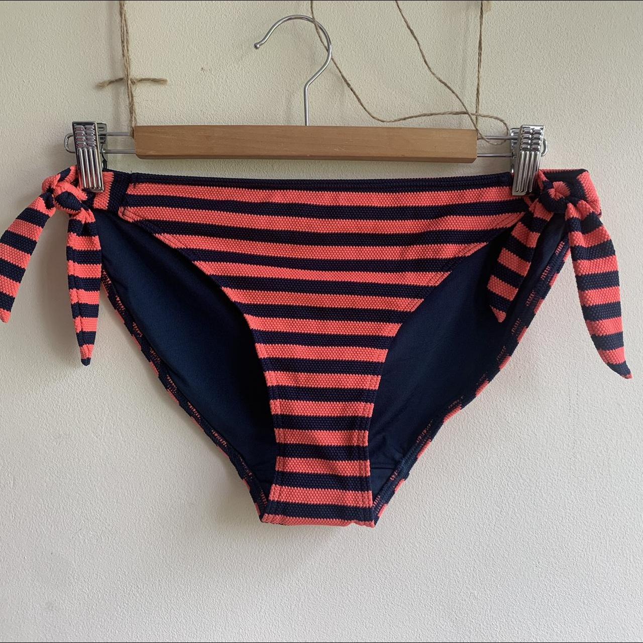 Textured Stripe Tie side Bikini Bottoms Fat Face... - Depop