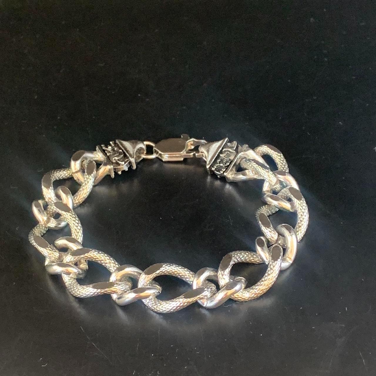 Chunky Chain Bracelet Textured Link Edgy design... - Depop
