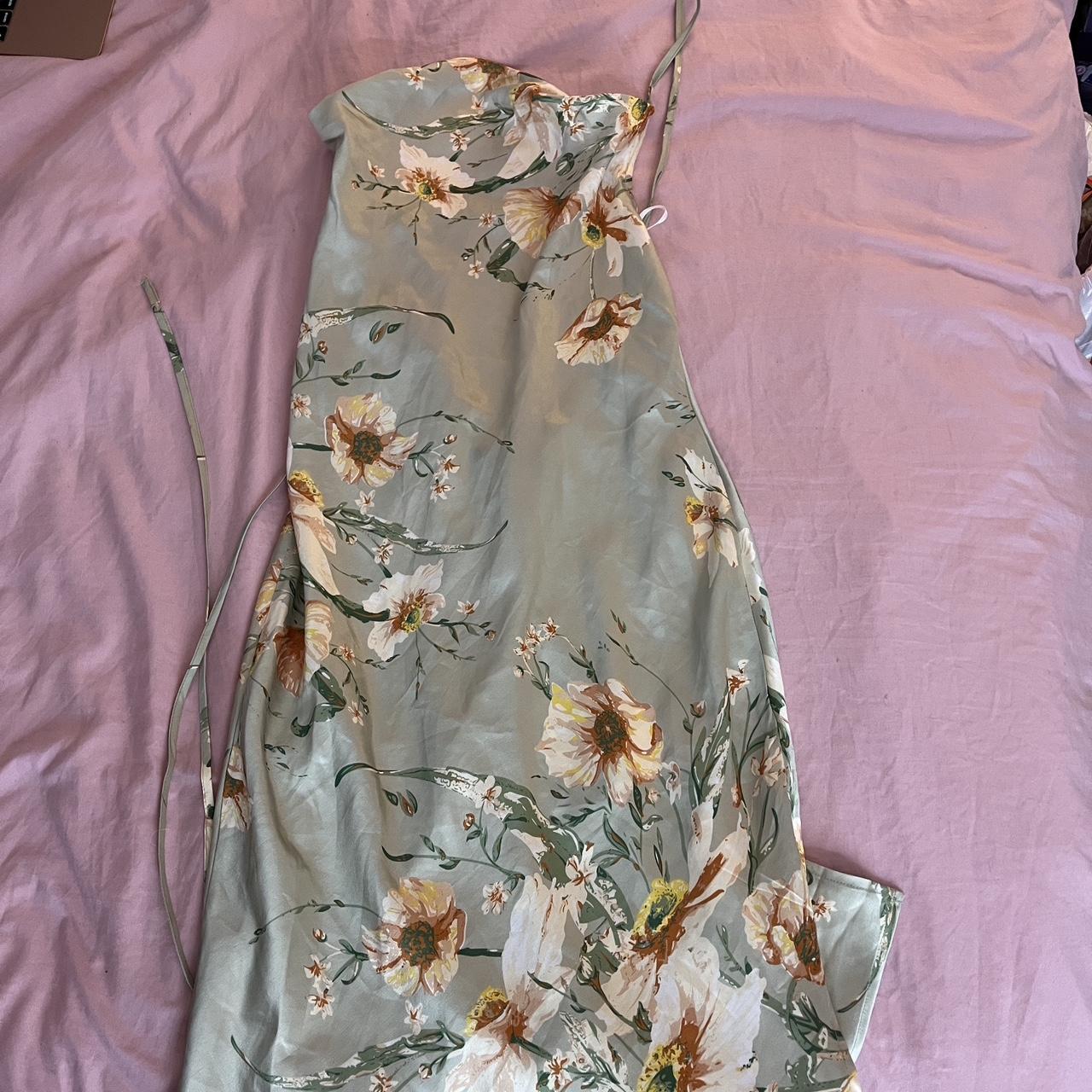 Long silk maxi dress Sage green Fits size 6 and... - Depop