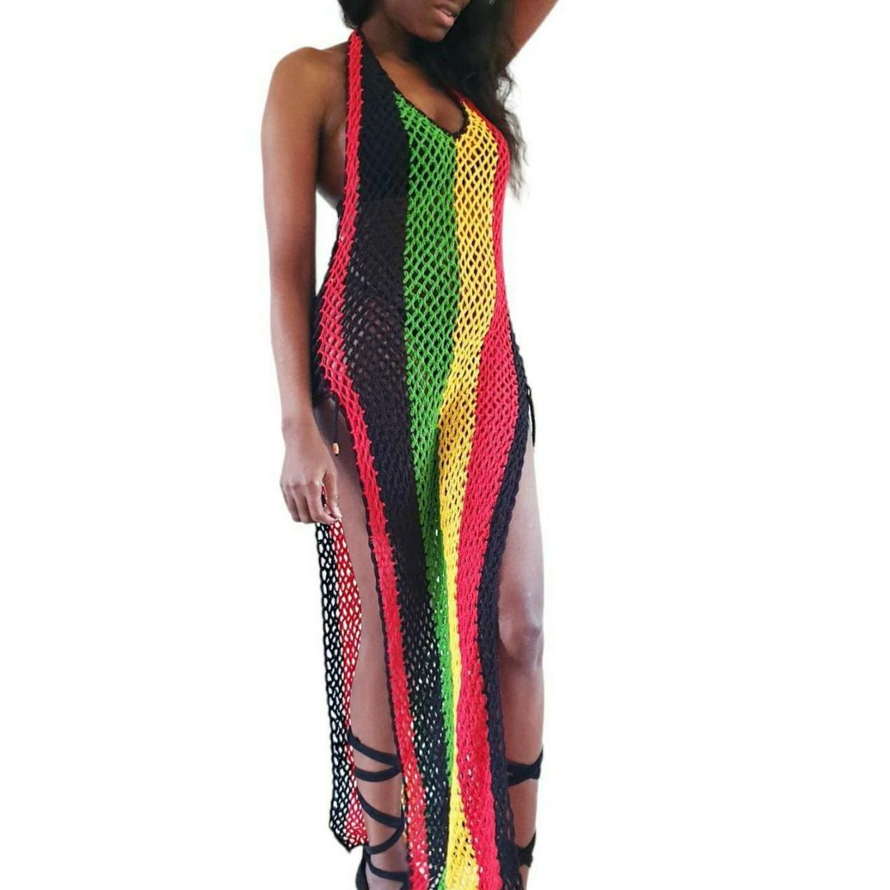 CROCHET RASTA DRESS, RIHANNA WORK DRESS, MESH DRESS,... - Depop