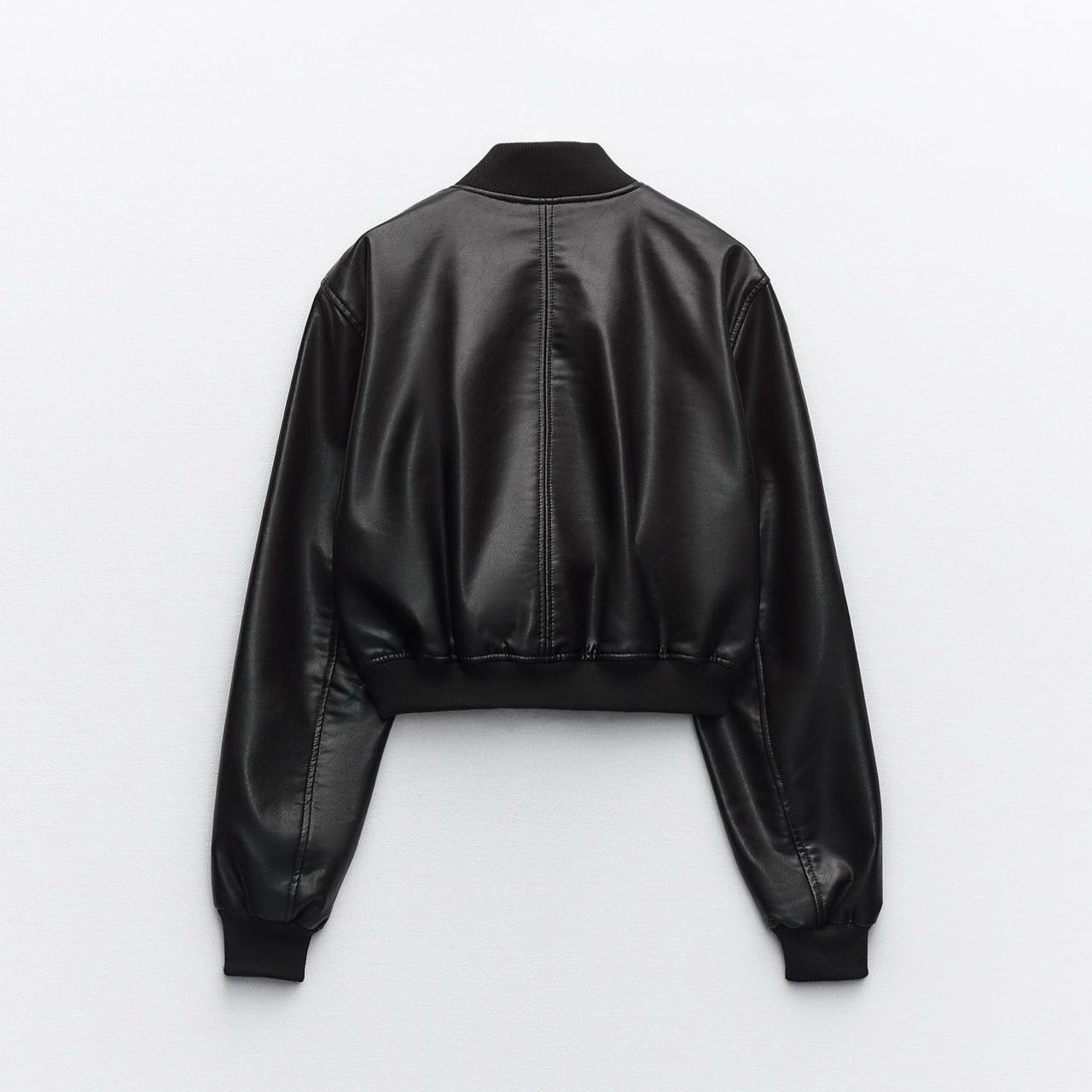 Zara- Faux leather bomber jacket Size - XS BRAND NEW | Depop