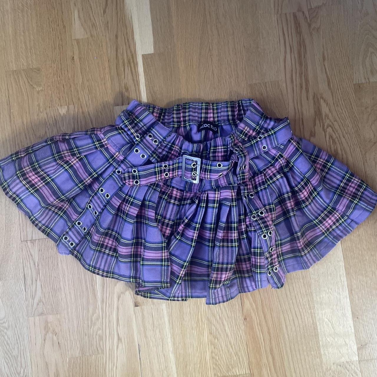acdc rag tartan mini skirt comes with built in... - Depop