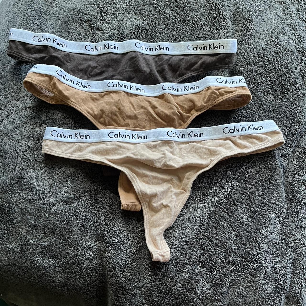 set of 3 calvin klein thongs, never worn. size... - Depop