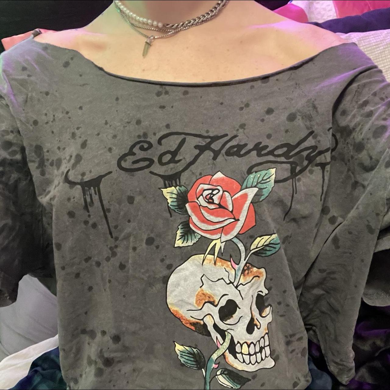 Ed Hardy Women S Multi T Shirt Depop   P0 