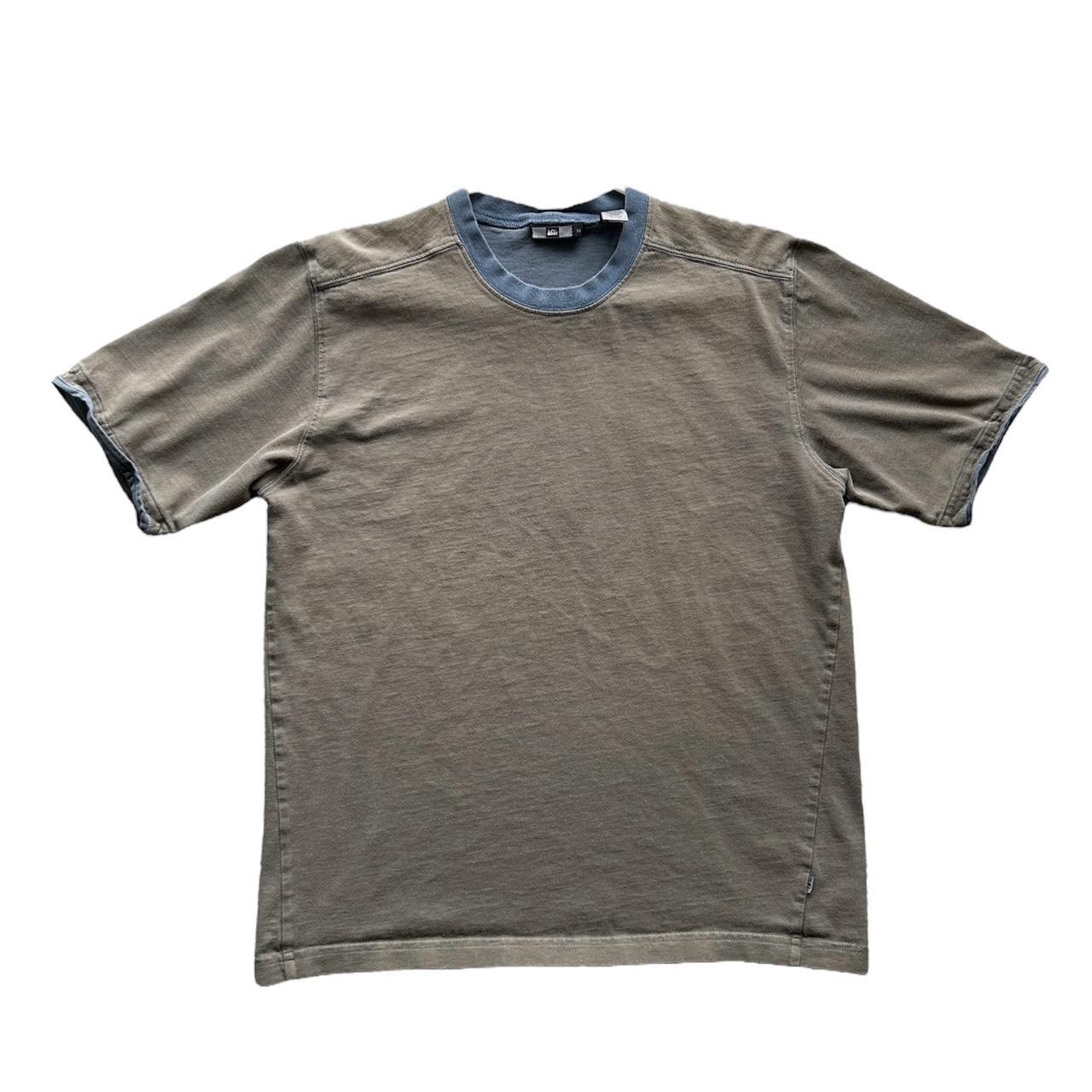 REI Coop Men's Khaki and Blue Tshirt Depop