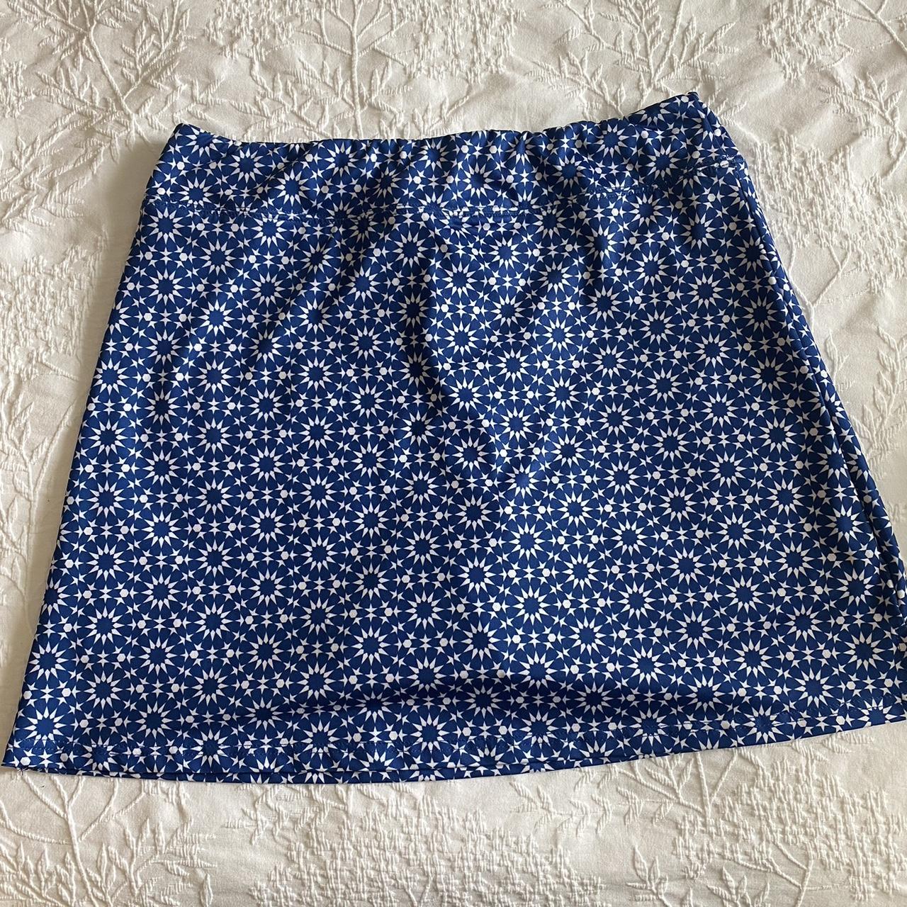 Blue and white patterned Ekouaer Large skort.... - Depop