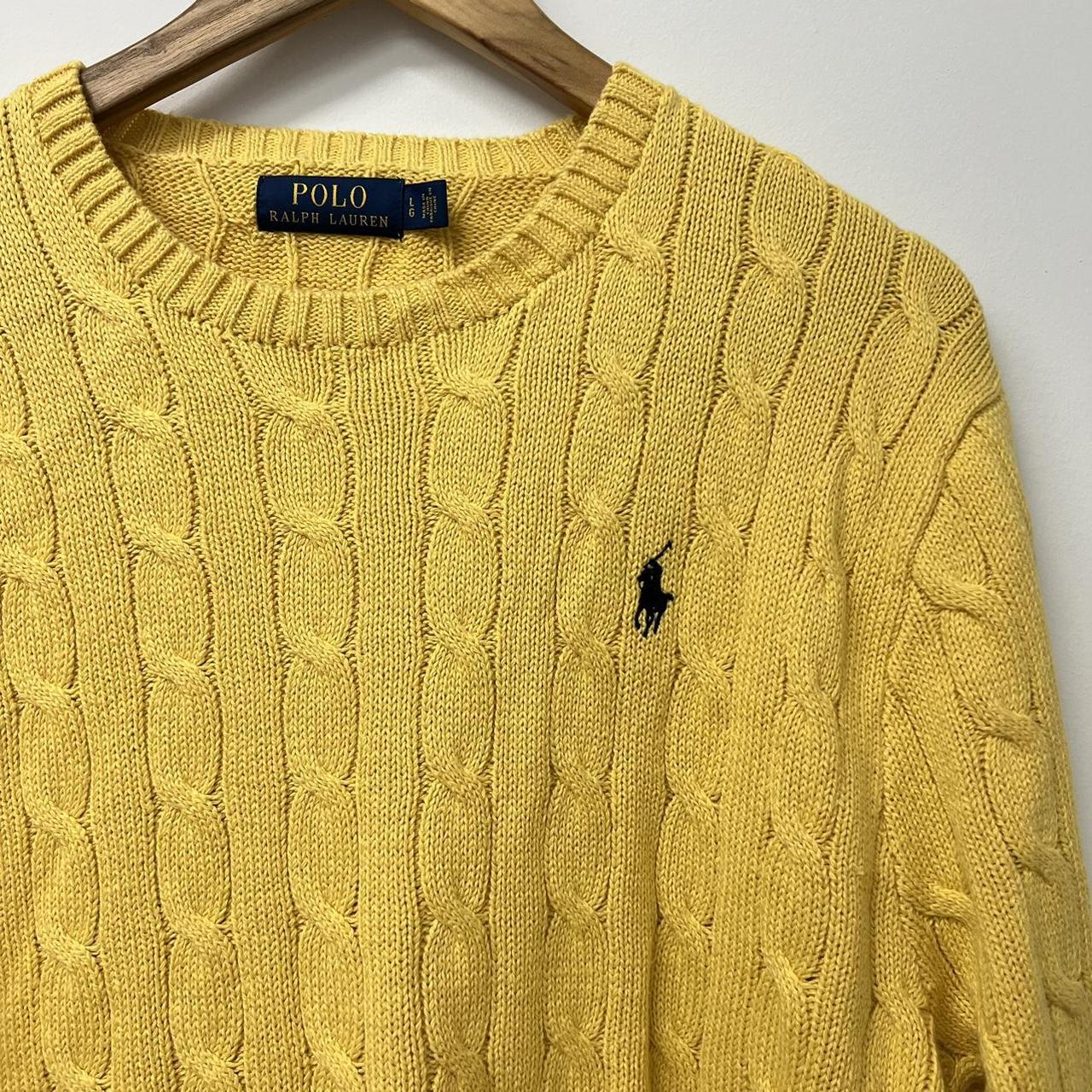 POLO RALPH LAUREN Yellow Knit Jumper Size:... - Depop