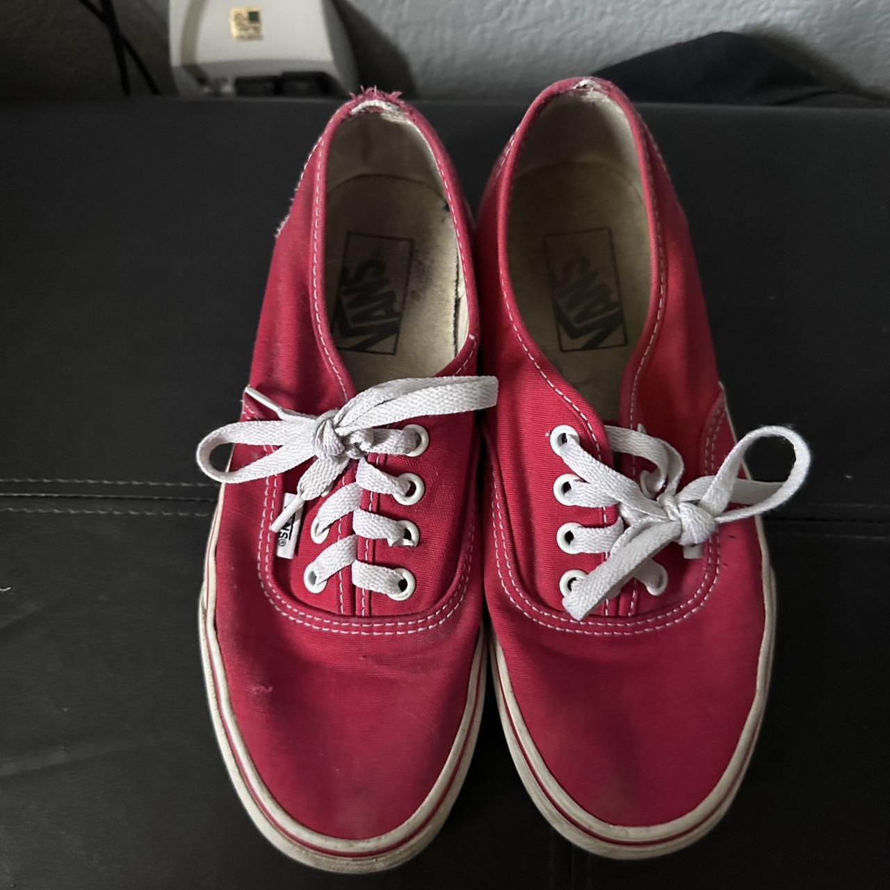 Old school red vans Size 5 in men’s Lmk with... - Depop