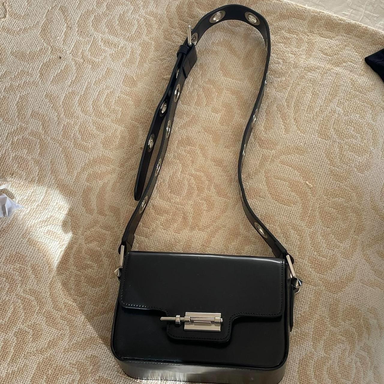 Naked Vice Black leather side bag with thick... - Depop