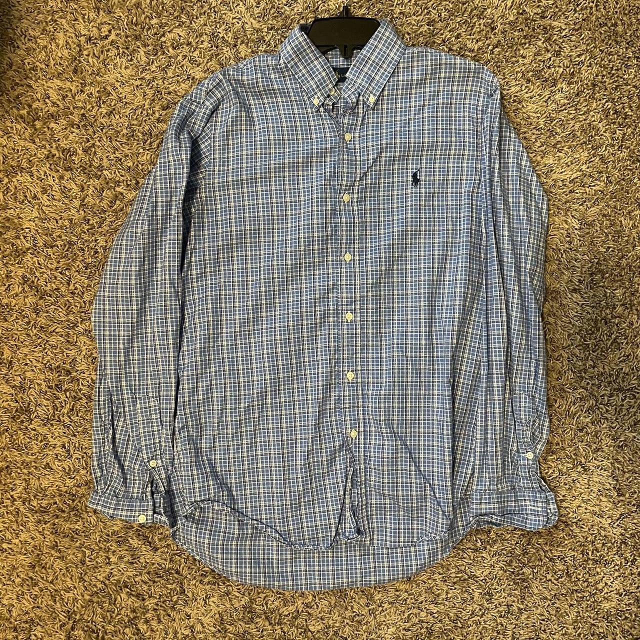 Ralph Lauren Polo button down. Navy and white plaid - Depop