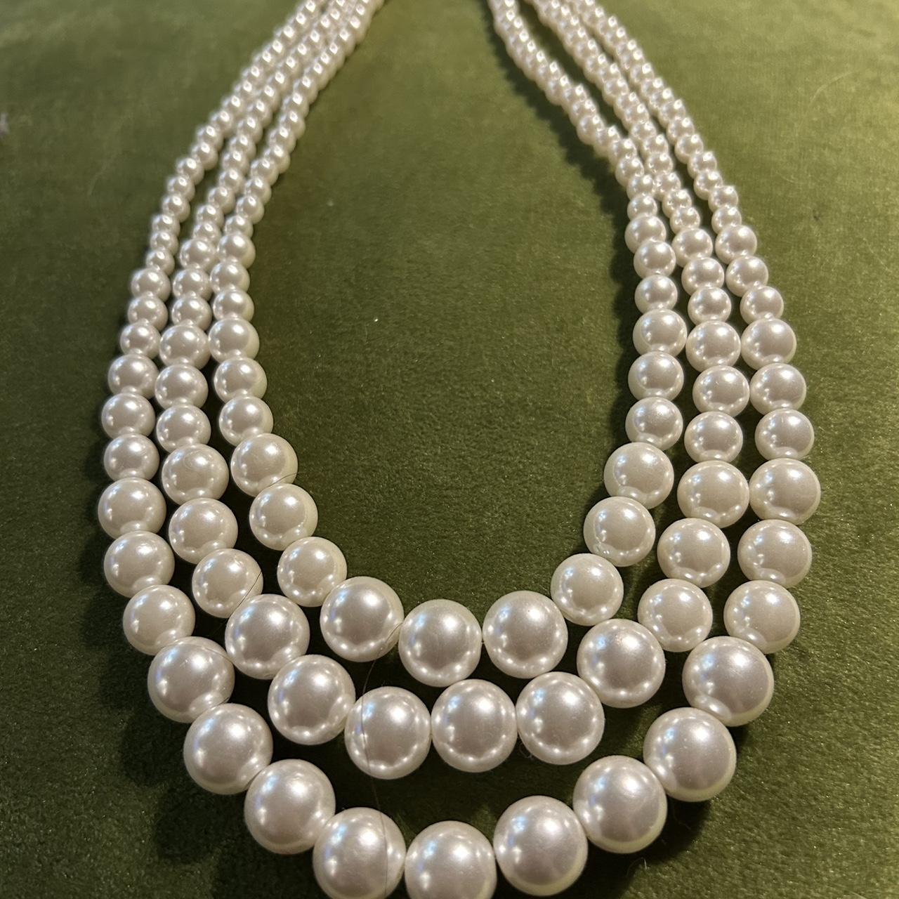 Costume 3 Strand Pearls #retro #glam 16.5 inches - Depop