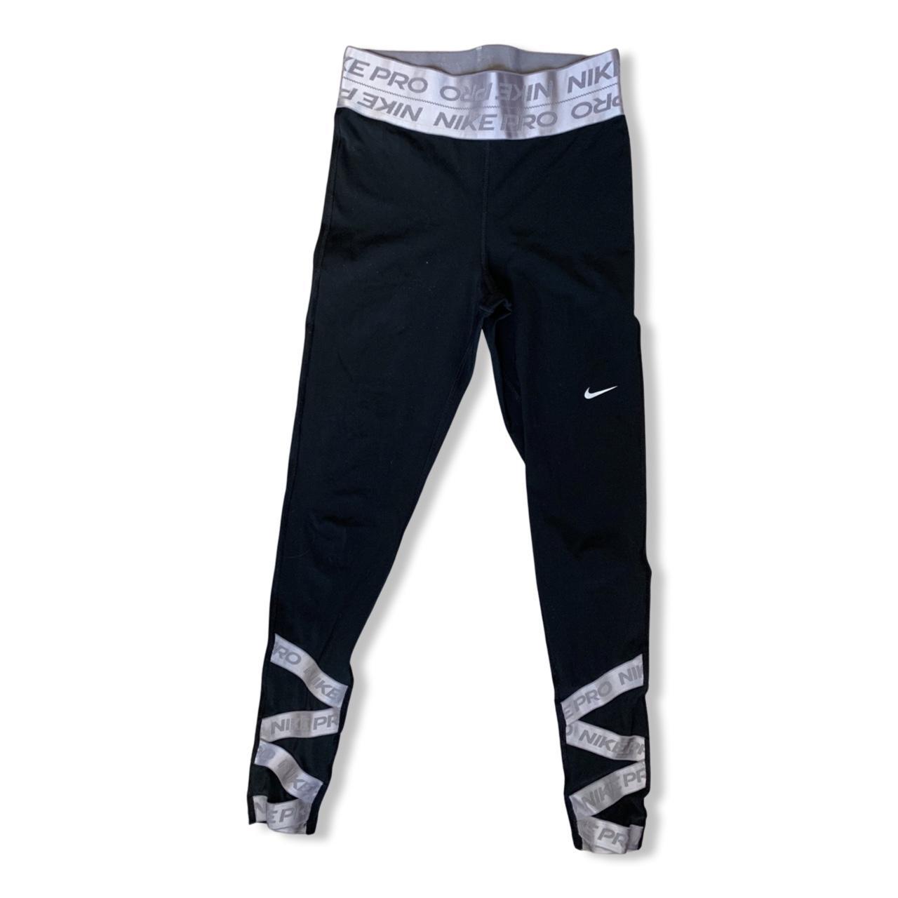 limited-edition-nike-pro-leggings-with-shiny-silver-depop