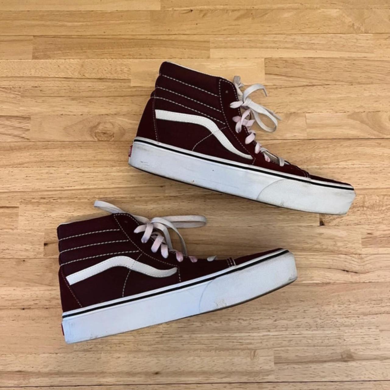 Burgundy vans with burgundy laces best sale