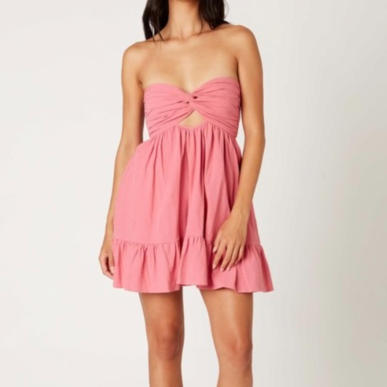 DOUBLE TAKE PINK STRAPLESS ROMPER Strapless romper