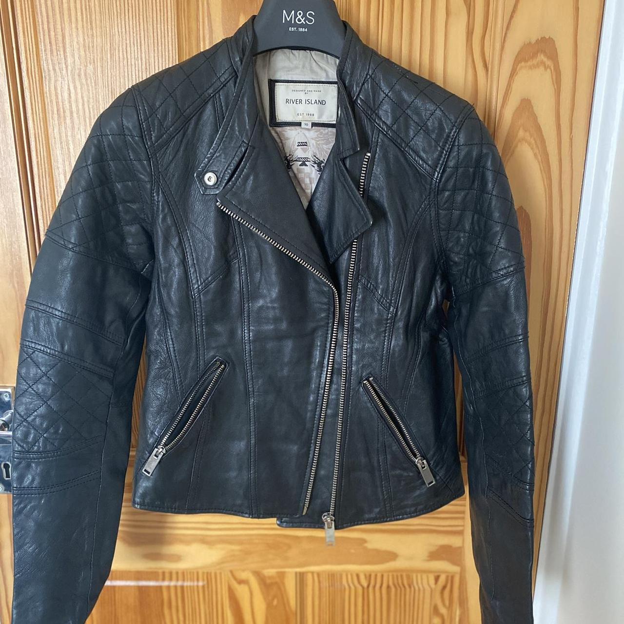 River Island leather jacket size Only worn a Depop