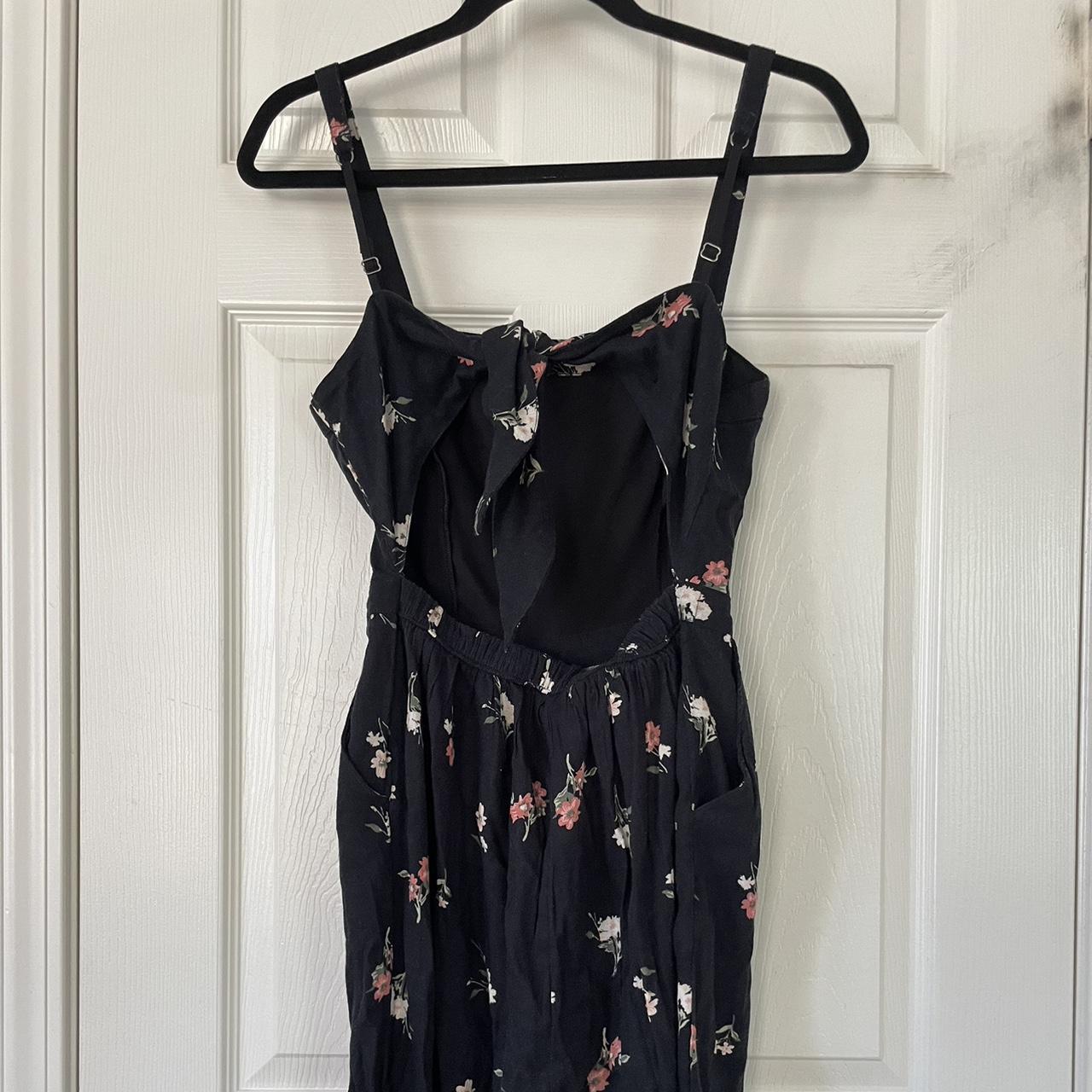 Hollister Black Floral Jumpsuit Worn Once sooo. Depop