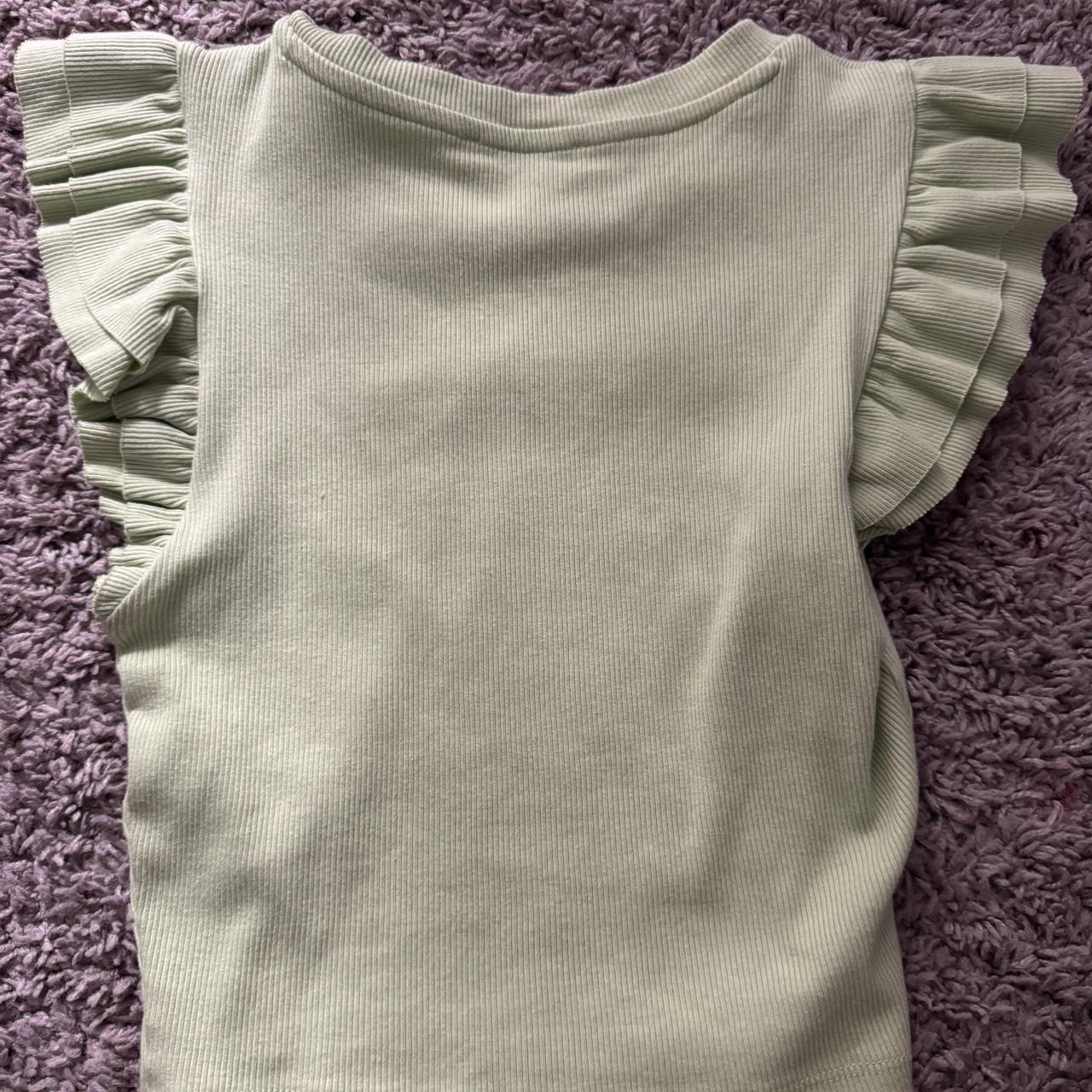 green zara ruffle top size s never worn - Depop