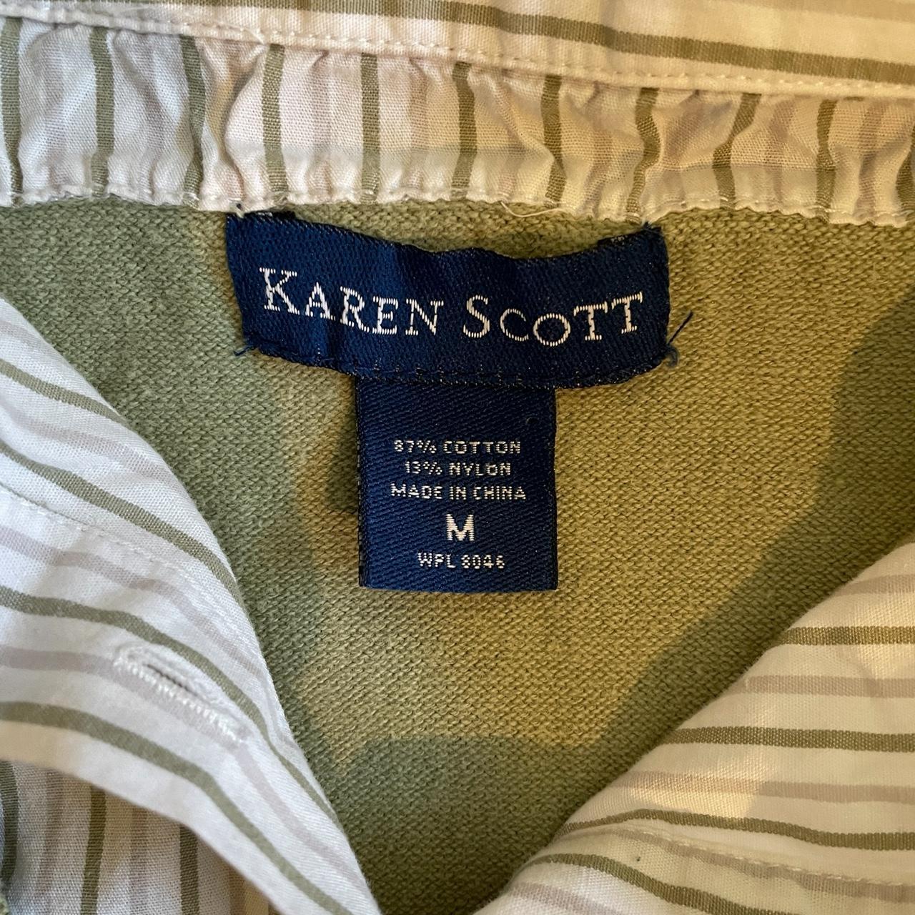 Vintage 90's Karen Scott Olive Green Neck Light... - Depop