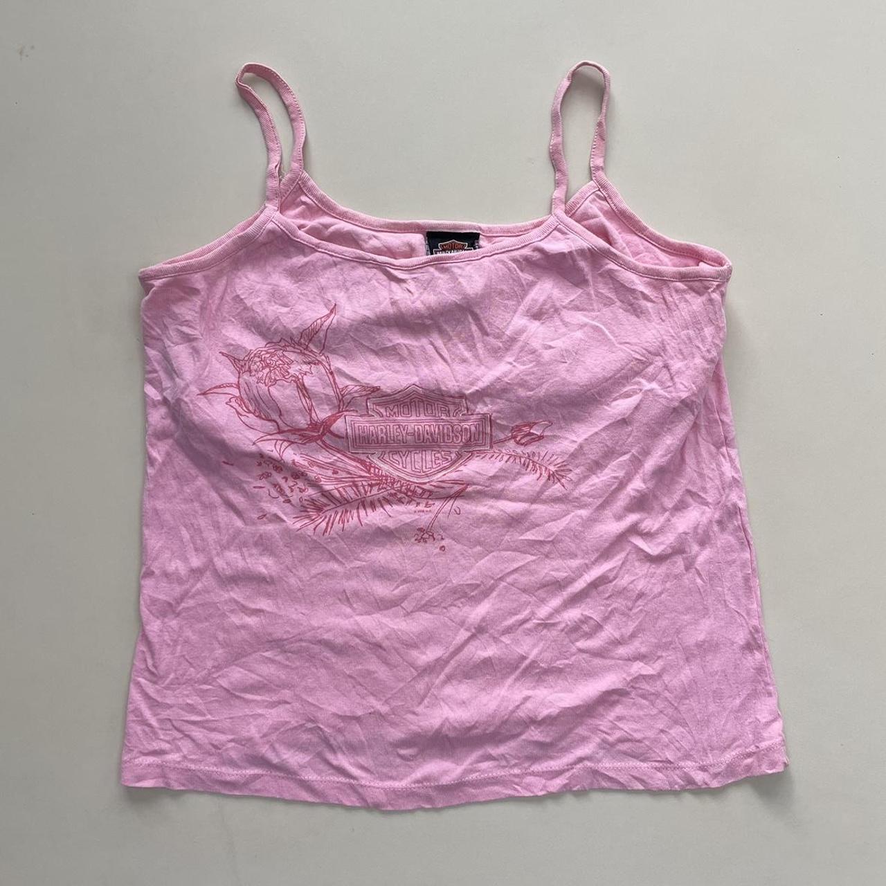 Pink y2k Vintage Harley Davidson vest cami top with... - Depop