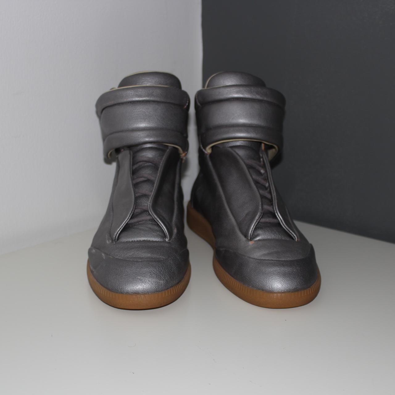 Mmg Maison outlet Margiela photoshoot silver leather velcro high tops 8.5