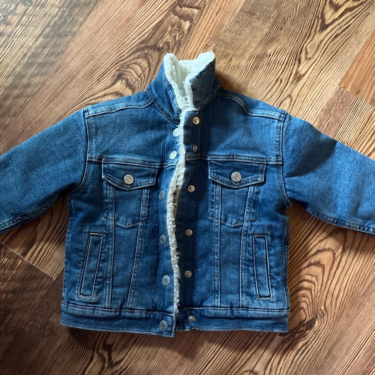 Toddler denim jacket with fleece inside 2t Depop