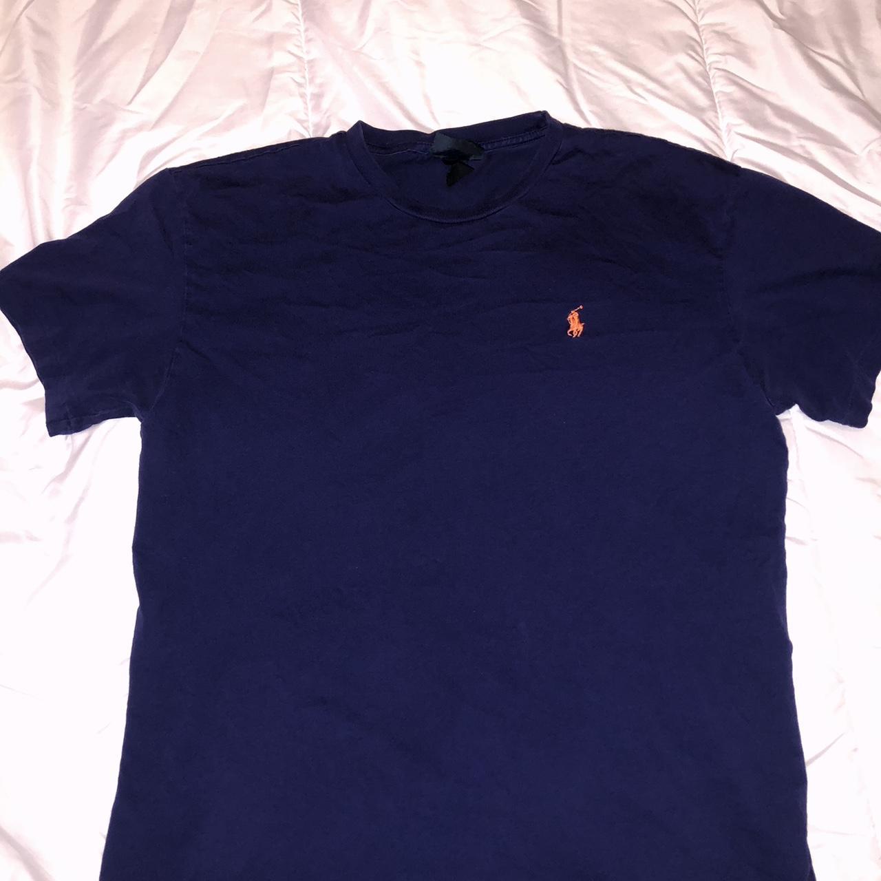 Polo Ralph Lauren Men's Navy and Orange Shirt | Depop