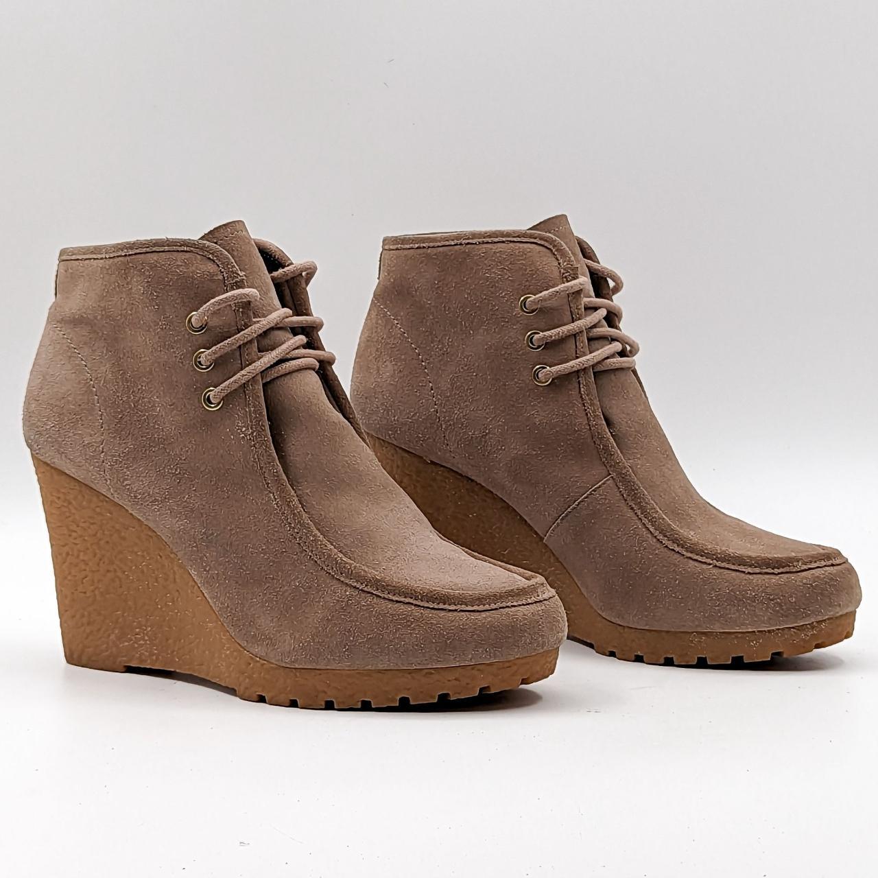 Michael kors hot sale suede wedge booties