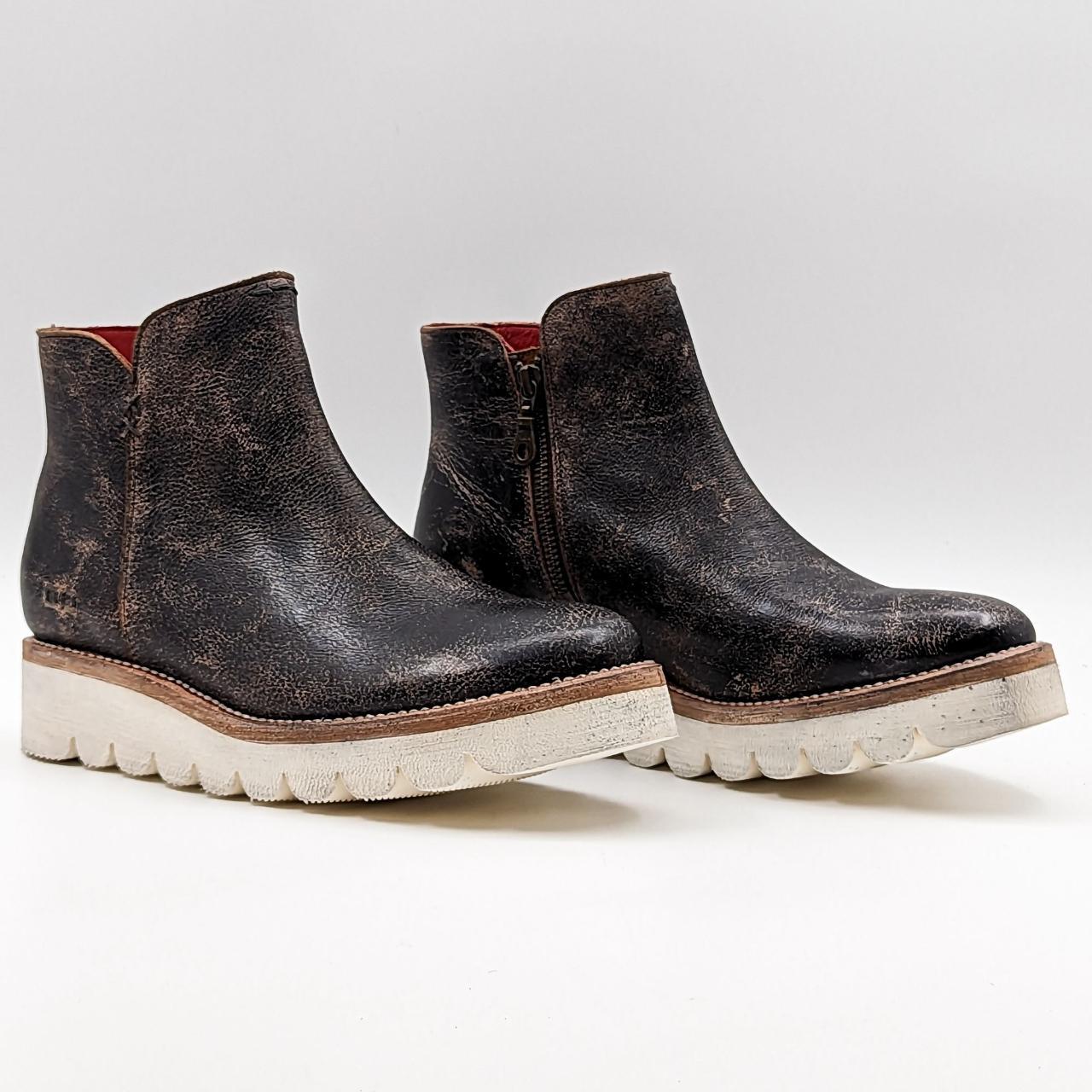 Bed Stu Women's Brown and White Boots Depop