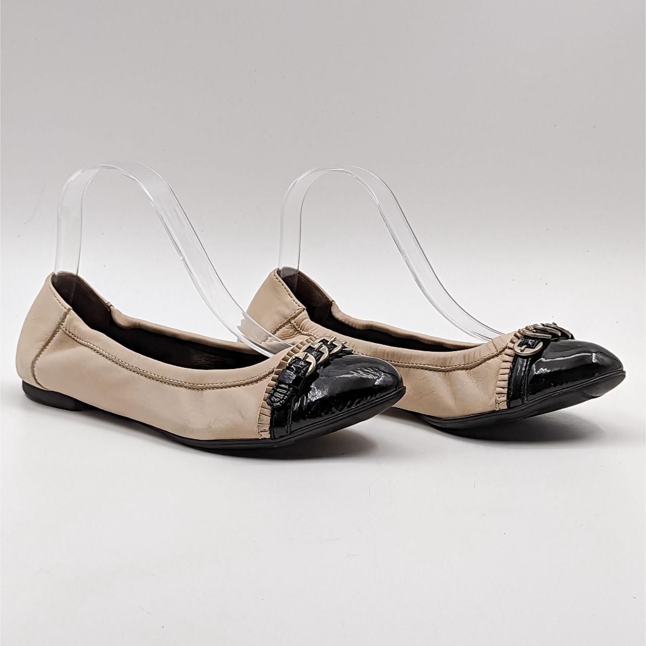 AGL Women Monika Cap Toe Cream Black Ballet Flats Depop