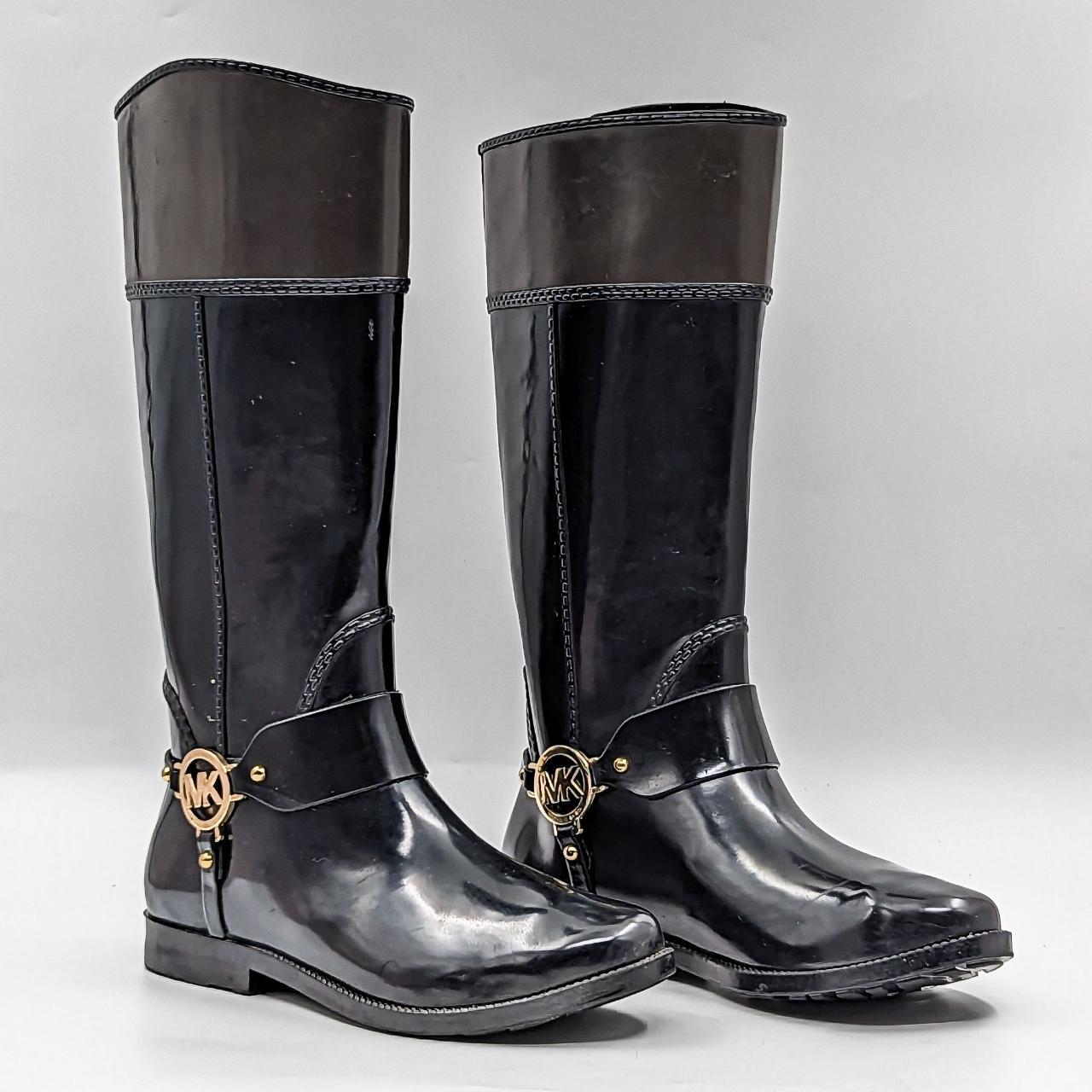 Michael kors clearance black rubber boots